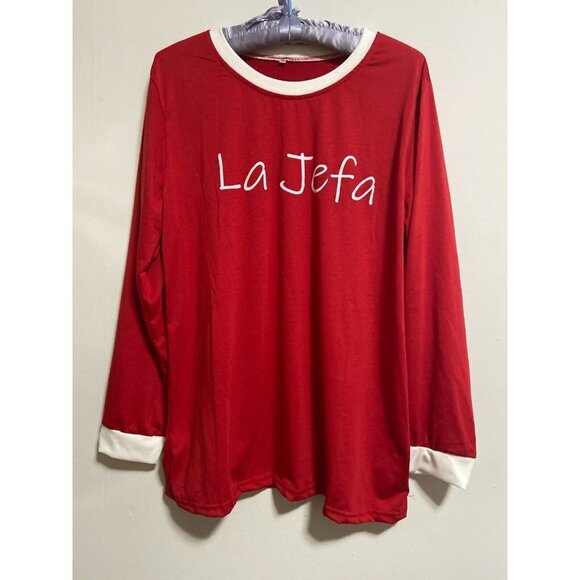 Women Long Sleeve Elastic Waist Christmas Pajamas Set "La Jefa" - Picture 2 of 15